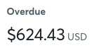 Overdue balance of invoices total